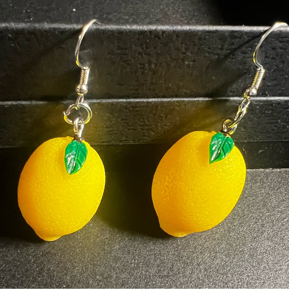 Lemon Earrings Yellow Summer Fruit Citrus